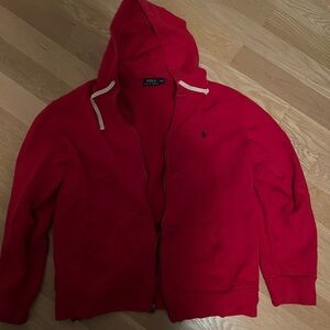 Red polo zip up